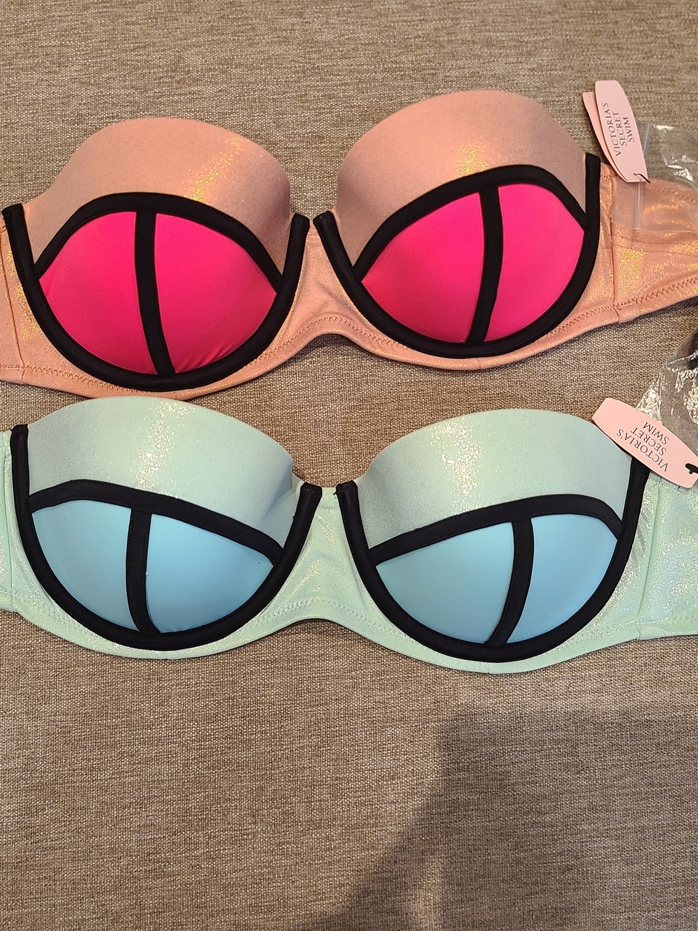 Victoria's Secret Light Mint Shimmery Bikini Top